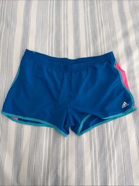 Adidas Women's Royal Blue Athletic Climalite  Shorts with Pink Trim